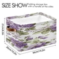 thumbnail image 4 of Purple White Florals Light Green Leaves Square Storage Bins with Handles Collapsible Containing Box 2 Packs, 4 of 9