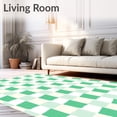 thumbnail image 2 of ODIKA 3'x5' Machine Washable Non-Slip Area Rug, Vintage Gingham Welcome with Retro Checkerboard Design High Traffic Rug with Pad, Green, 615679, 2 of 8