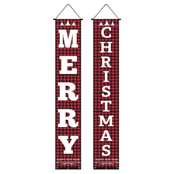 Noothes Outdoor Yard Christmas Decor Set with MERRY CHRISTMAS Porch Sign, Durable High-Visibility Fabric Signs for Easy-Install Holiday Display