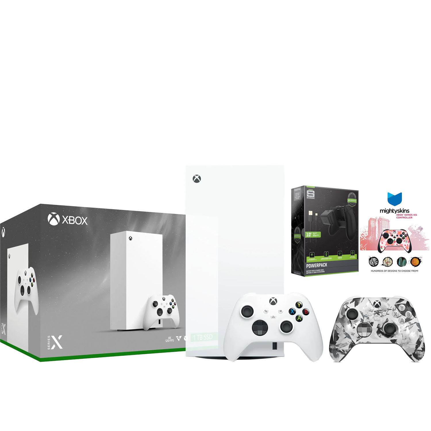 Xbox Series X 1TB Digital Console with Extra Controller, Battery Pack and MightySkins Code Bundle - Storm Breaker