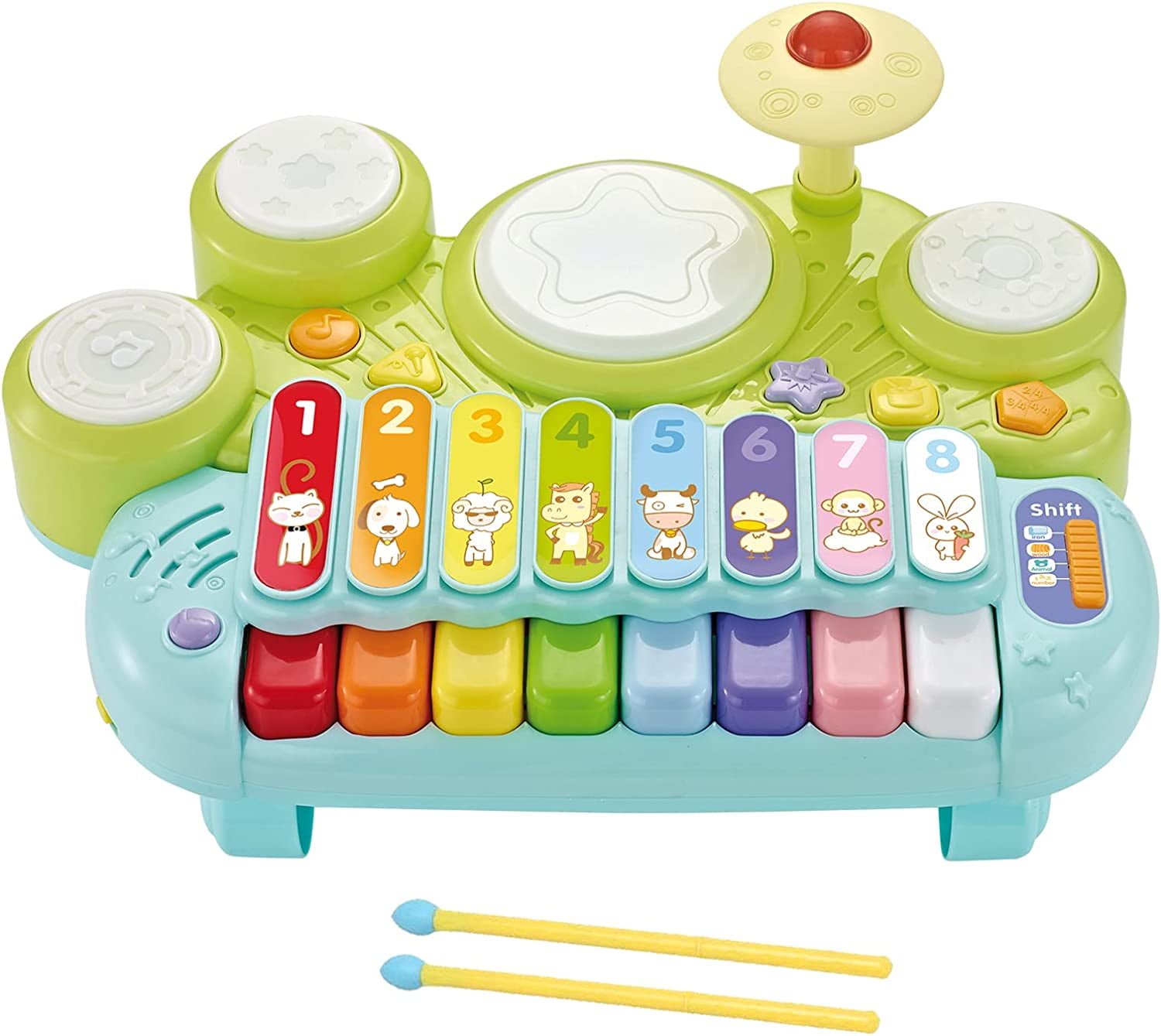 XTeduToys Xylophone Table Music Toys, MultiFunction Toys Kids Drum Set, Discover & Play Piano