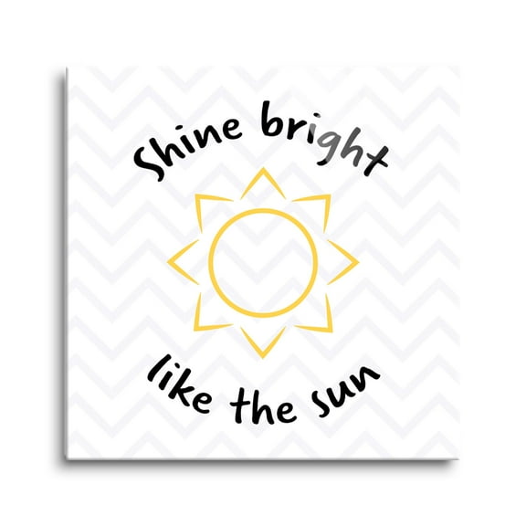 Shine Bright Sun Yellow Sun Chevron 8 x 8 Glass Wall Hanging Sign