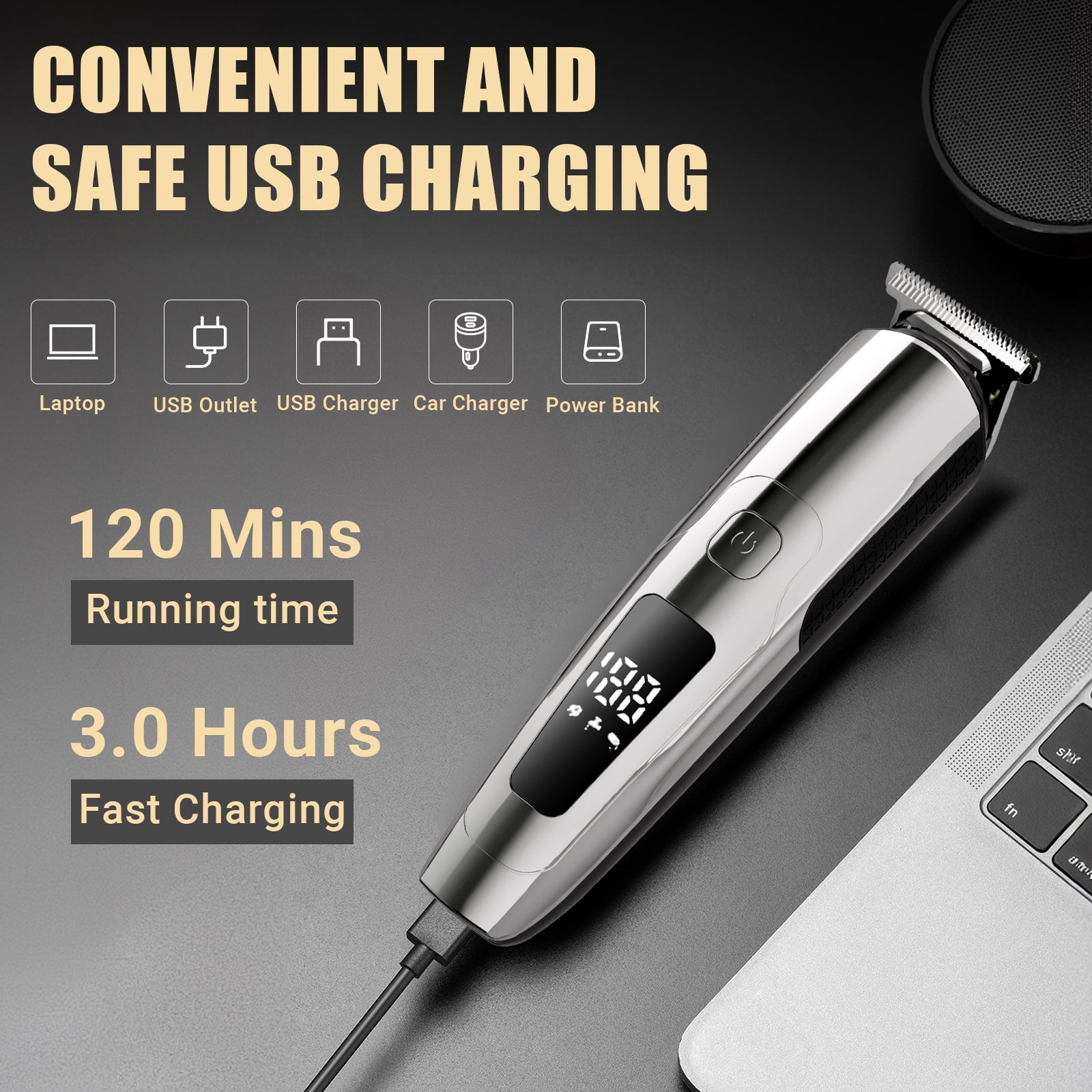 Taylarm Beard Trimmer for Men, 5-in-1 Hair Clippers Grooming Shaving Kit T-Blade Trimmer Electric Shaver Razor Nose Hair Trimmer Hair Cutting Kit, Gifts for Men Husband Father