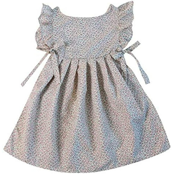 Making Believe Girls Pinafore Smock, Cream Calico, Girls Small 4-6