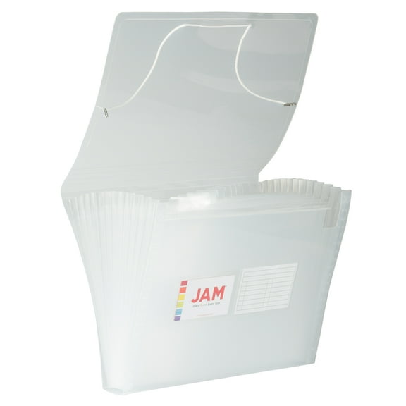 JAM Paper 13 Pocket Expanding File, Clear, 24/Pack, Letter Size, 9 x 13