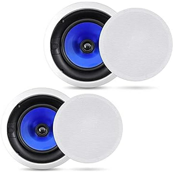 2-Way In-Wall In-Ceiling Speaker System - Dual 8 Inch 300W Pair Of Ceiling Wall Flush Mount Speakers W/ 1" Silk Dome Tweeter, Adjustable Treble Control - For Home Theater Entertainment - Pyle PIC8E