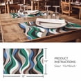 thumbnail image 3 of Placemats Set of 8, Green Blue Brown Moire Woven Placemat, Linen Place Mats for Kitchen/Dining Tables, Modern Abstract Art Washable Table Mats for Party, 3 of 8