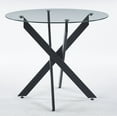 thumbnail image 6 of MAYEERTY Modern Black Dining Table Cross Legs Tempered Glass Top Bold Modern Decor, 6 of 13