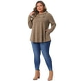 thumbnail image 3 of DARING DIVA Women's Plus Blouse Cowl Neck Casual Tunic Tops with Pockets 3X Brown, 3 of 6