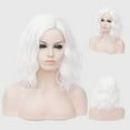 thumbnail image 2 of RightOn White Wig for Women Short Curly Wavy Wig White Bob Wig Side Part Synthetic Wig with Wig Cap, 2 of 6