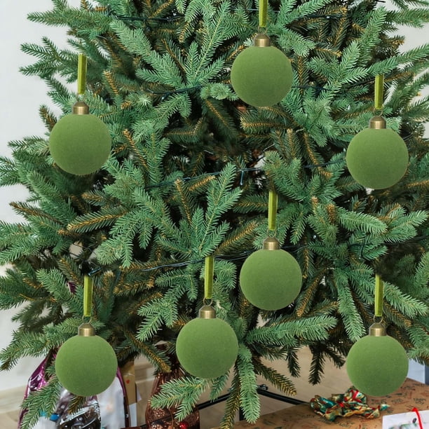 Adornos navideños, bolas de terciopelo, regalos navideños, 12 unidades de 3,15 pulgadas para árbol de Navidad, baby shower, primera Navidad, fiesta de cumpleaños, bolas de terciopelo flocadas.
