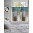 thumbnail image 4 of Tier Curtains 45 Inches Long, Teal Blue Window Treatment Curtain Drapes, Brown White Minimalist Retro Smear Ombre Art Window Half Privacy Curtains for Bedroom Bathroom, 42"x45", 2 Panels, 4 of 7