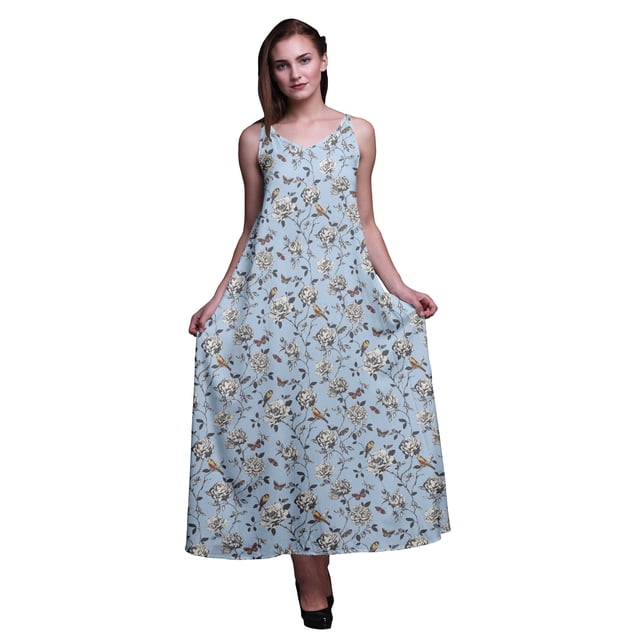 Bimba Robe Longue en Rayonne Imprimée Florale pour Femmes Chic Bohème Été Maxi Plage-TTTG