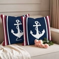 thumbnail image 5 of 2 Pack Outdoor Waterproof Throw Pillow Covers,Nautical Anchor Navy Blue Decorative Square Pillow Case Patio Pillowcases for Chair Couch Sofa 16x16in, 5 of 9