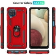 thumbnail image 2 of Grade Drop Impact for Samsung Galaxy A12 Case Galaxy A12 5G Case 360 Metal Rotating Ring Kickstand Holder  Heavy Duty Shockproof Case for Galaxy A12 5G Phone Case (Red), 2 of 14