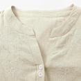 thumbnail image 5 of WTXUE Floral Embroidered Cotton Linen Shirts for Women 3/4 Sleeve V Neck Button Gauze Boho Tops Casual Lightweight Blouses Tunic Linen Top Teacher Loose Tunics Cotton Linen Tops Beige L, 5 of 9