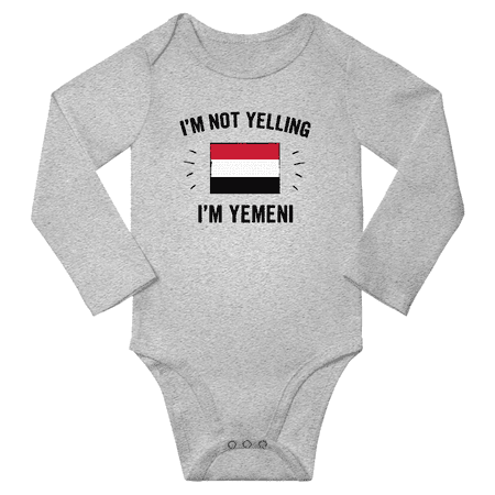 

I m Not Yelling I m Yemeni! Baby Long Sleeve Bodysuit Outfits (Gray 18 Months)