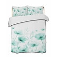 thumbnail image 2 of Quilts King Size, Teal Spring Floral Soft Comforter Bedding Set for Bed, Summer Botanical Watercolor Vintage Lightweight Quilted Bedspread with Pillow Cover(2 Pieces) for All Season, 96x106 Inch, 2 of 6