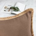 thumbnail image 4 of Phantoscope Christmas holiday Decorative Throw Pillow Bundle Set, Linen Tassel Trimmed Farmhouse Series Covers with inserts, 18" x 18", Dark Coffee and Red, 2 Pack, 4 of 7