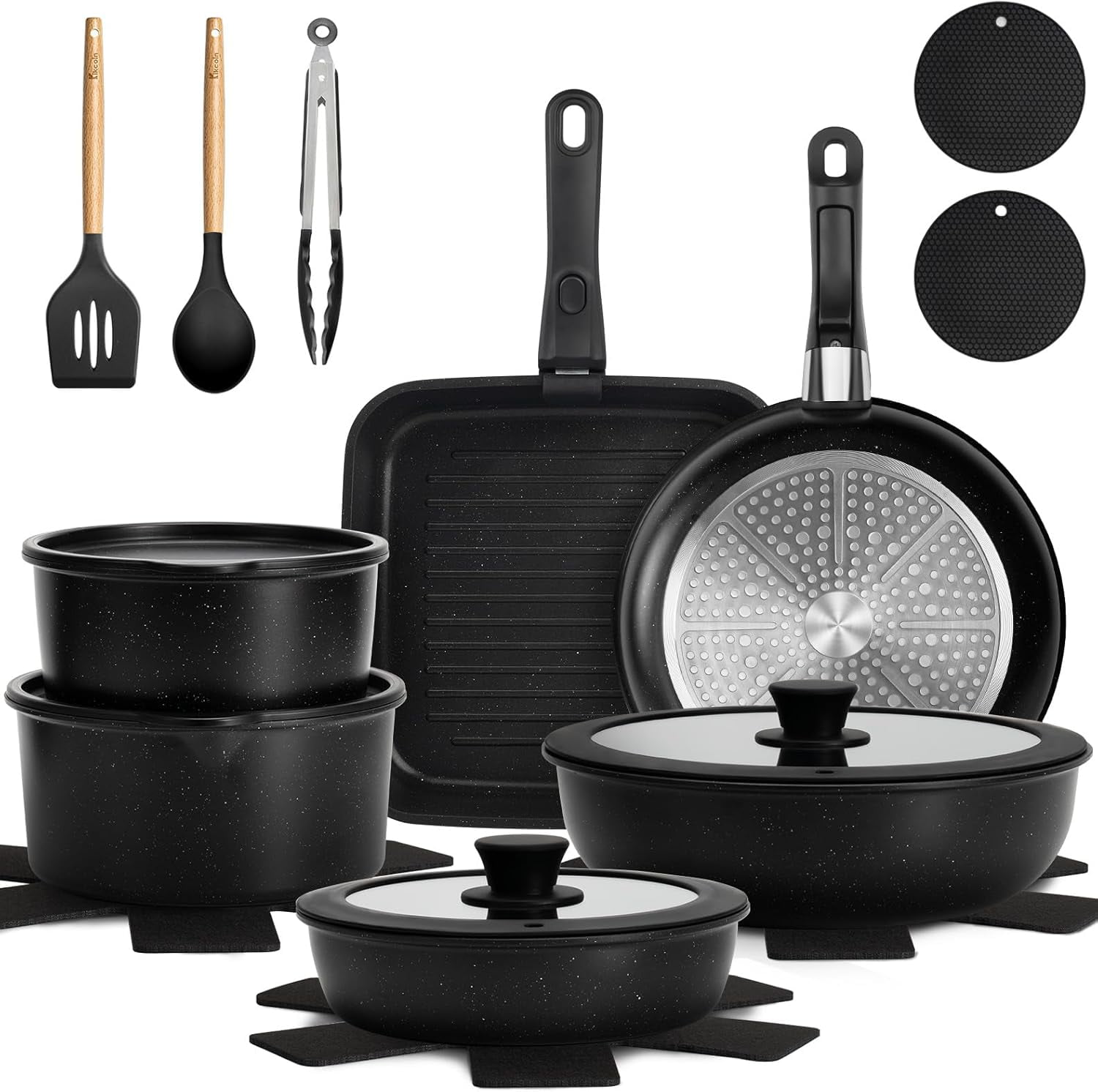 Pan Set THE ROCK SOHO 15-Piece Non-Stick Cookware Set – Induction Safe ...