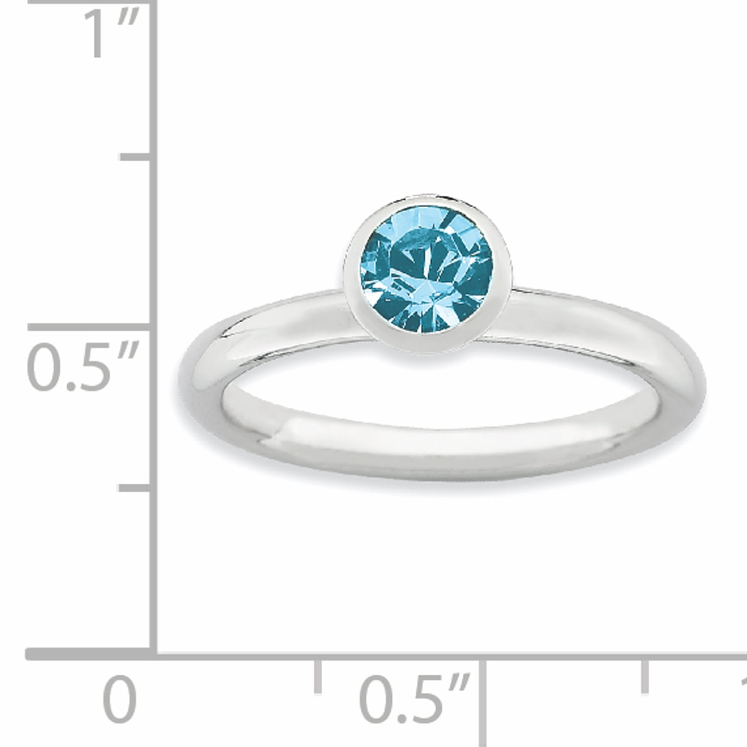 High 5mm Swarovski Sterling Silver March Ring