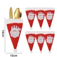 thumbnail image 1 of Juego de 10/1 portacubiertos navideños, minigorro de Papá Noel, tenedor, cuchillo, bolsa para vajilla, decoración para mesa de cena y fiesta navideña, 1 of 5