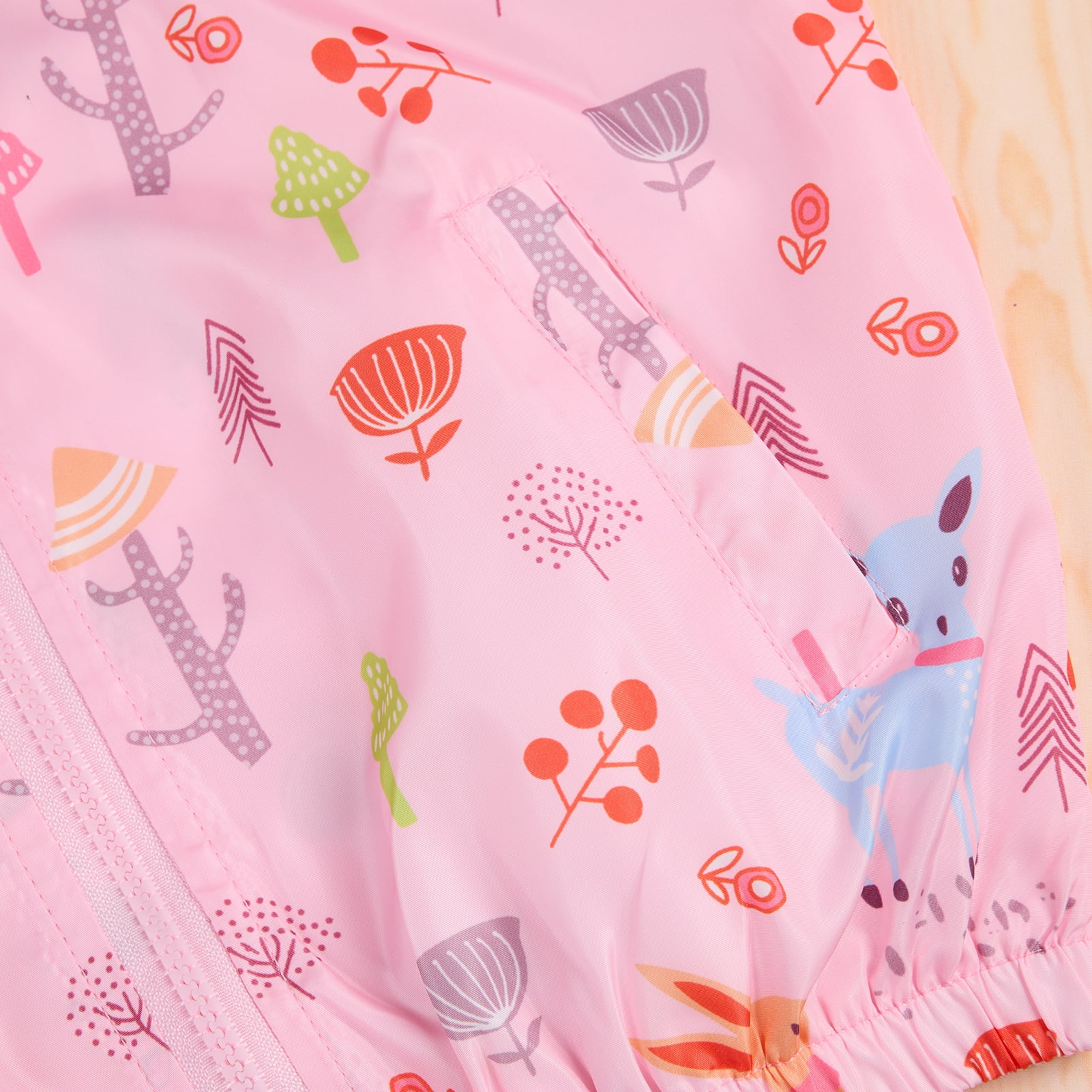 FYMNSI Toddler Girl Windbreaker Light Hooded Jacket Printed Zip Up Hoodie Spring Fall Rain Jackets Kids Clothes 2-3T