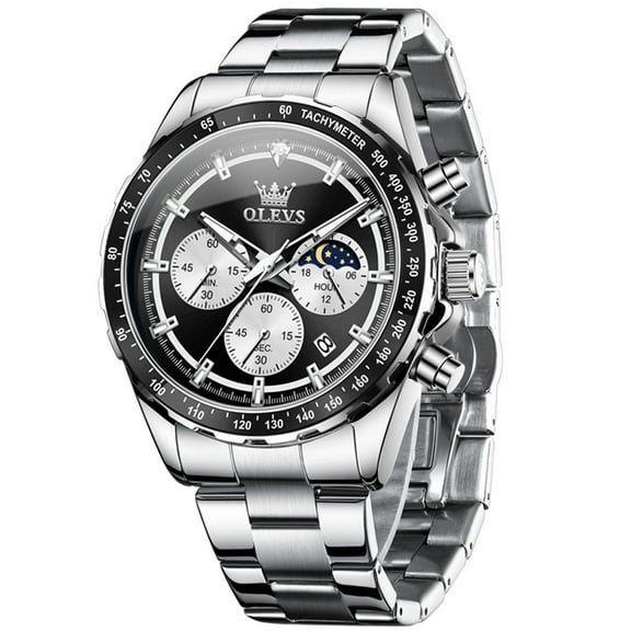 OLEVS Sport Watches for Men Fashion Chronograph Design Leather Strap Mens Watches Business Quartz Wristwatch Waterproof Watch, Gifts for Men