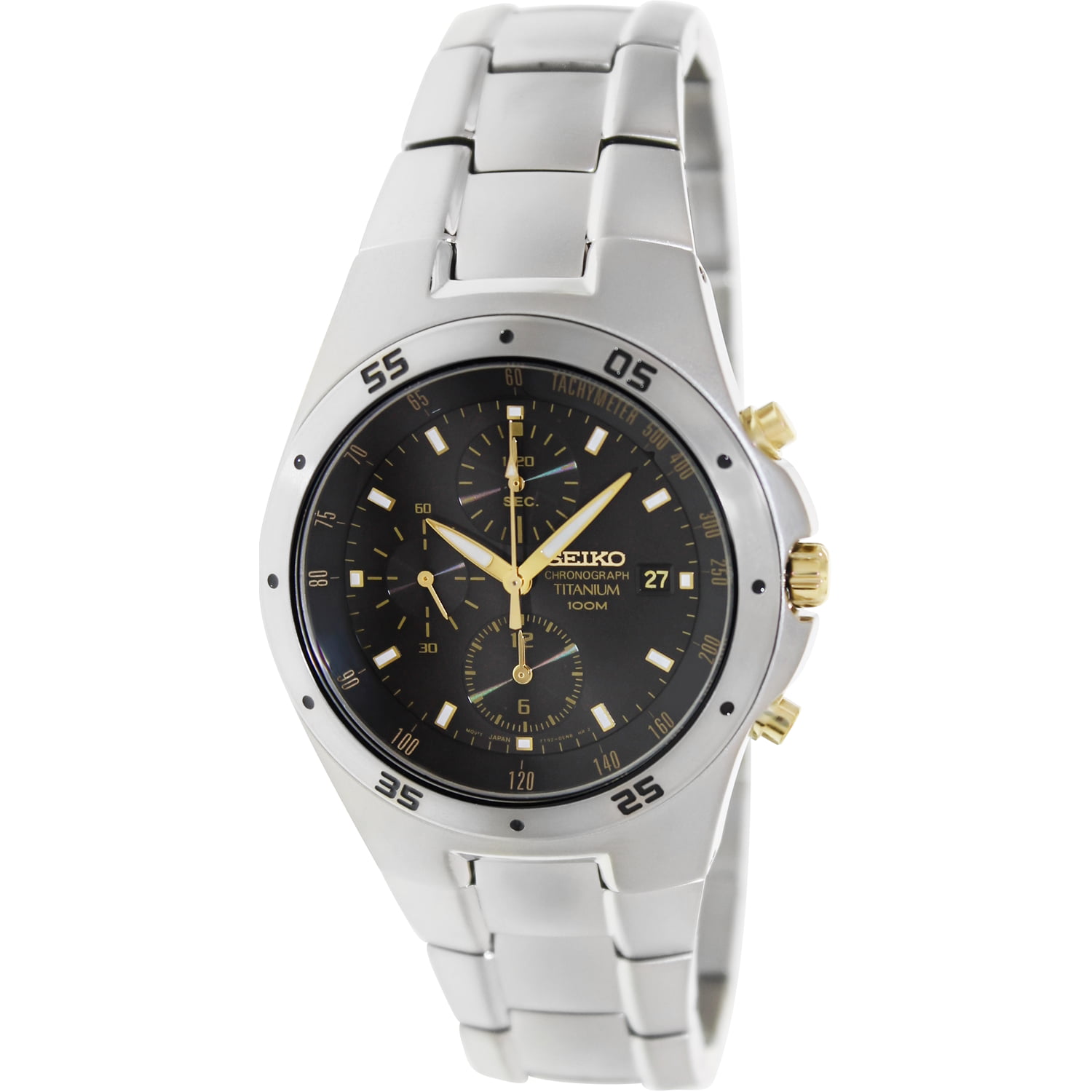 Seiko Men's SND451 Black Titanium Quartz Watch 