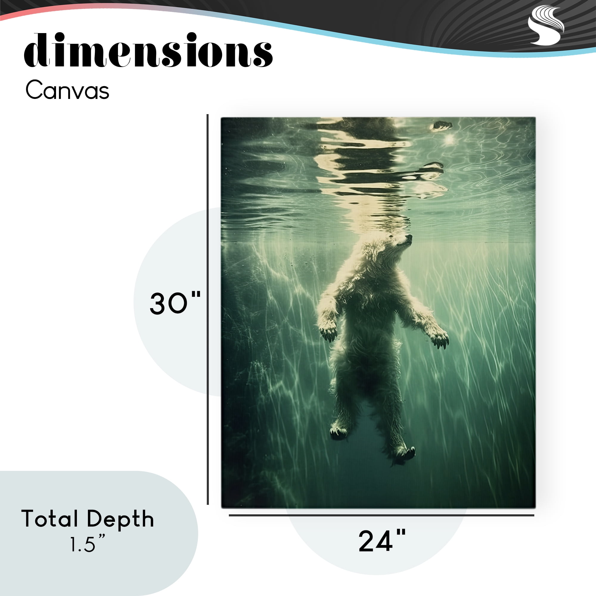 Floating Bear Underwater Canvas Wall Art, design by Decent Exposures