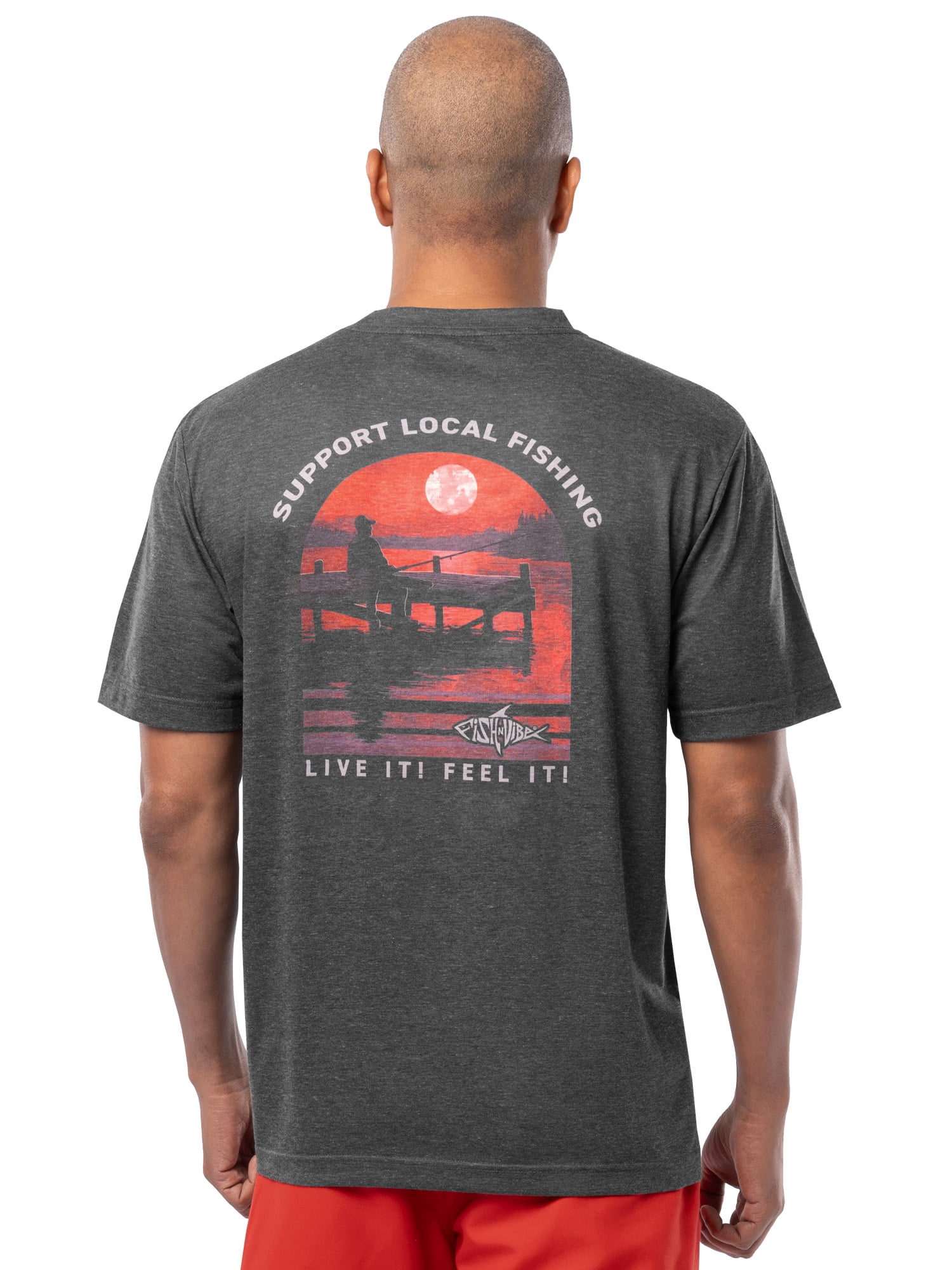 Fish N Vibe Men's Short Sleeve Fishing Performance Outdoor Graphic T-Shirt, size S-3XL