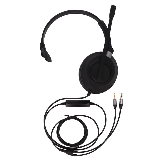 Auriculares telefónicos profesionales con reducción de ruido y conector dual de 3,5 mm para PC, para centros de llamadas, atención al cliente y empresas.