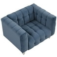 thumbnail image 5 of 42" Wide Upholstered Accent Sofa Chair Buttoned Tufted Sofa with Wooden Legs Modern Single Mini Couch for Living Room Bedroom Office, Blue, 5 of 9