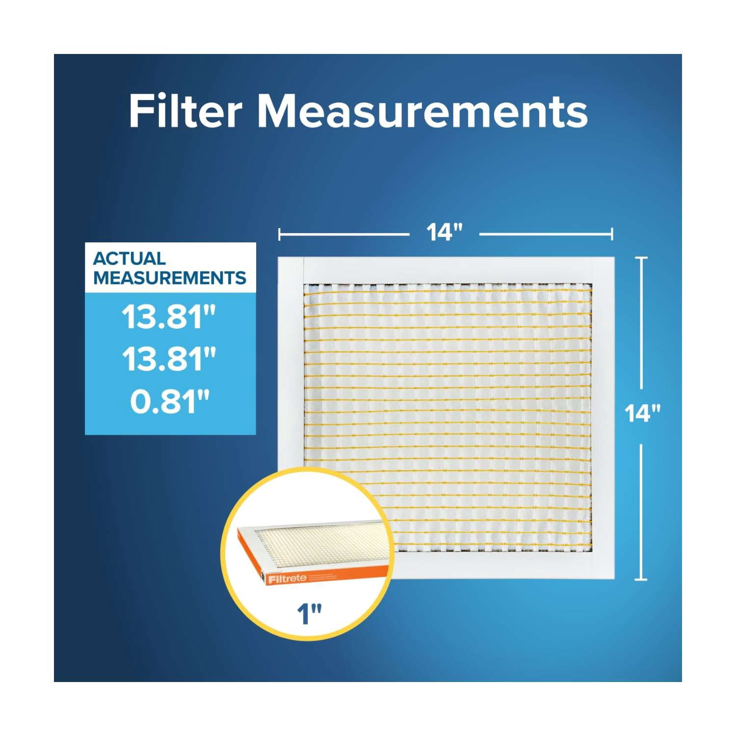 Filtrete 14x14x1 HVAC Furnace Air Filter, MPR 800 MERV 10, Micro Particle Reduction, 1 Filter