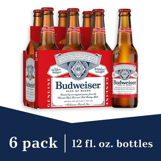 Budweiser Beer, 6 Pack Beer, 12 FL OZ Bottles - Walmart.com - Walmart.com