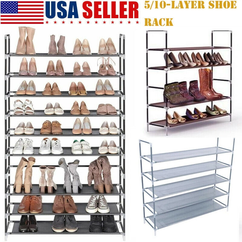 3/5 Tiers Shoe Rack Organizer Stand Storage Non-woven Fabric Metal Shelf Holder