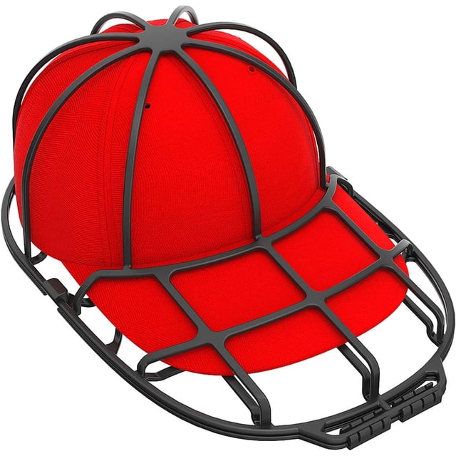 Jaula para lavar gorras de béisbol de ajuste universal, materiales plásticos de alta calidad que ahorran energía, limpiador y organizador de gorras de béisbol para adultos y niños (negro, 1 paquete)
