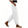 thumbnail image 4 of Danhjin Bermuda Cargo Pants Women, Elastic High Waist Pants Summer Pants Casual Loose Comfy Lightweight Hiking Pants, 4 of 5