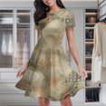 thumbnail image 2 of Abstract Beige Patterned Artwork Women's Classic Swing Skater Dress Casual Work Party Cocktail Dresses, 2 of 6