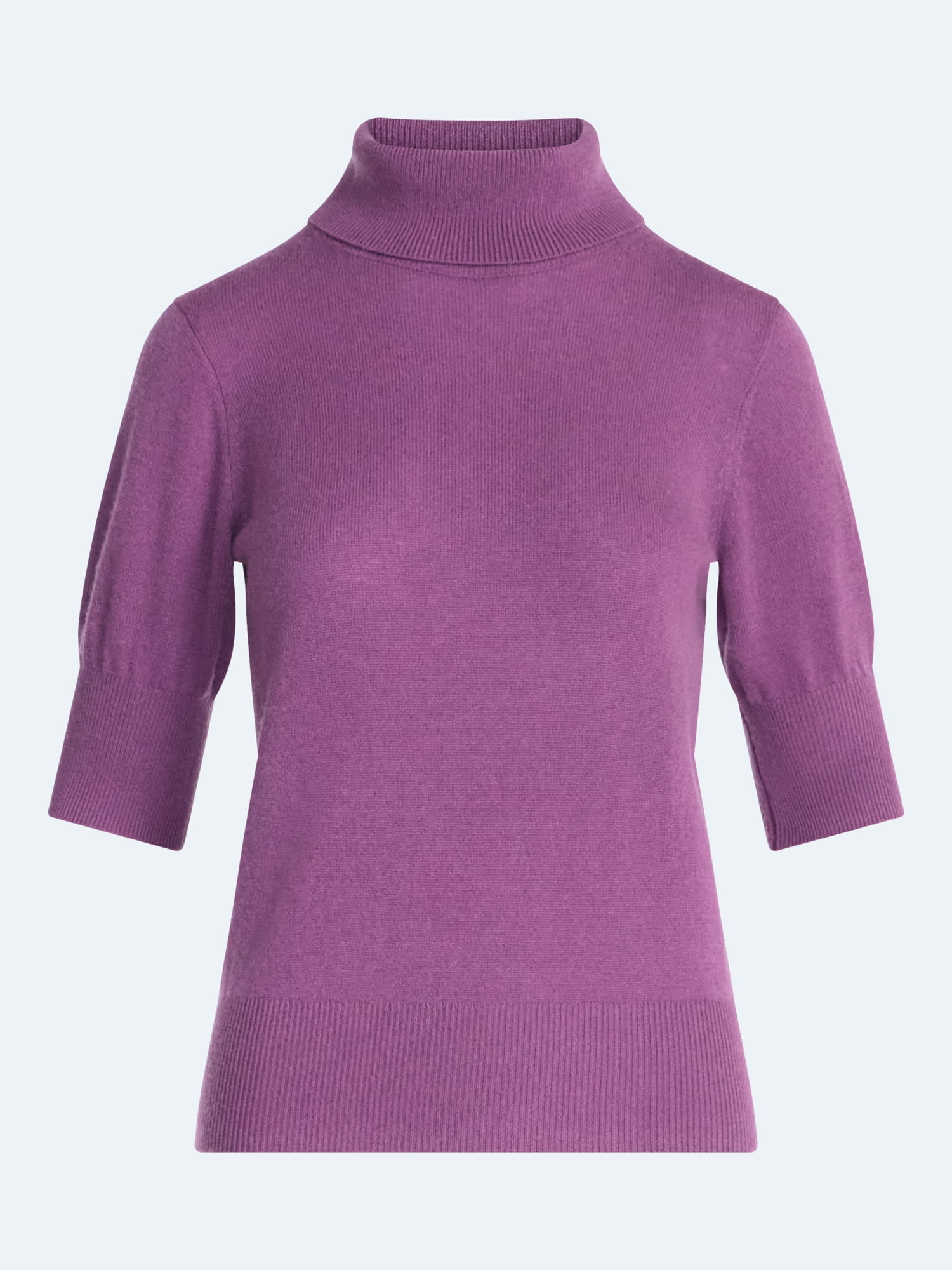 Scoop Women’s and Women’s Plus Cashmere Turtleneck Sweater with Elbow Length Sleeves, Lightweight, XXS-4X