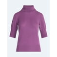 thumbnail image 5 of Scoop Women’s and Women’s Plus Cashmere Turtleneck Sweater with Elbow Length Sleeves, Lightweight, XXS-4X, 5 of 5