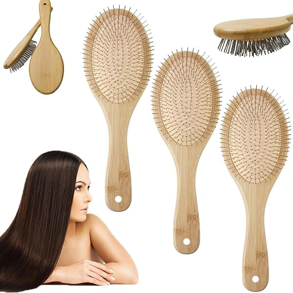 wonima11 Metal Bristle Hair Brush,Bristle Hair Brush for Women and Men,Scalp Massage Anti-frizz Styling Hairbrush Comb for Curly Fine Wavy Normal Hair (3PCS)
