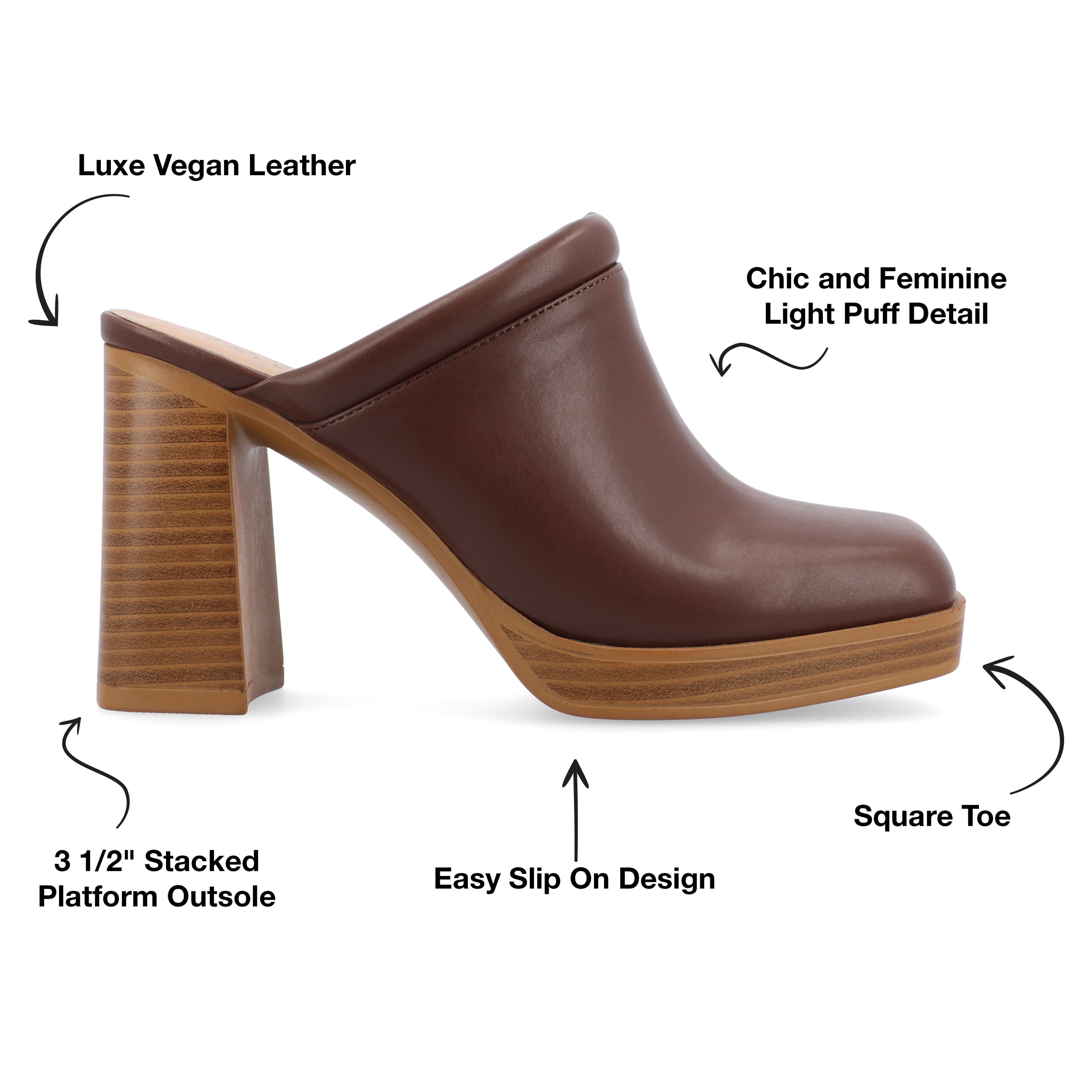 Journee Womens Izara Slip On Platform Mule Pumps