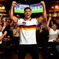 thumbnail image 5 of Ceisia Men Germany Stripe Football Logo Printed Short Sleeve Sports Polo Top White XL Gift, 5 of 6