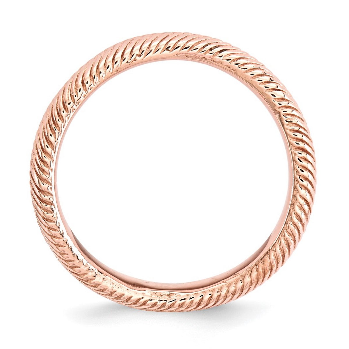 3.25mm 925 Sterling Silver Textured Patterned Stackable Polished Pink Plate Wave Ring Size 10 Stackable Ring for Women