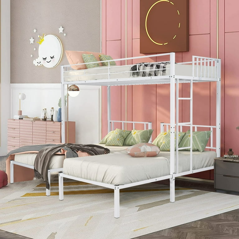 White metal triple bunk bed 2025