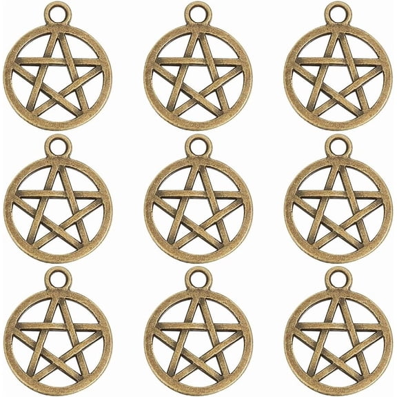 1 Box 100Pcs Pentagram Star Charm Star Pendants Witch Protection Lucky Vintage Pentagram Charms for Jewelry Making Accesories DIY Earrings Bracelet Necklace