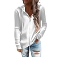 thumbnail image 3 of Sudaderas con cremallera de Manga Larga Mujer Suelta Casual ANGGREK color Puro XL, 3 of 7