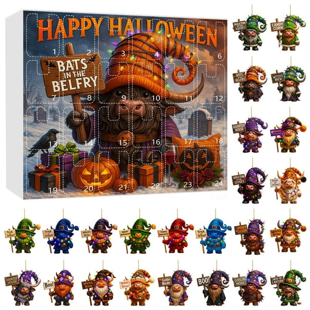 Conjunto De Colgantes De Halloween 2D Con Sombrero De Bruja Y Vaca Para Cuenta Atrás Colgante Acrílico De Vaca De Halloween 2D Conjunto De Colgantes Planos De Halloween 2D Para Cuenta Atrás
