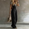 thumbnail image 3 of Women's Casual Loose Overalls Jumpsuits Spring Summer Sleeveless Buttons Fits Double Pocket Wide Leg Jumpsuits Trendy Outfits Clothes, 3 of 5